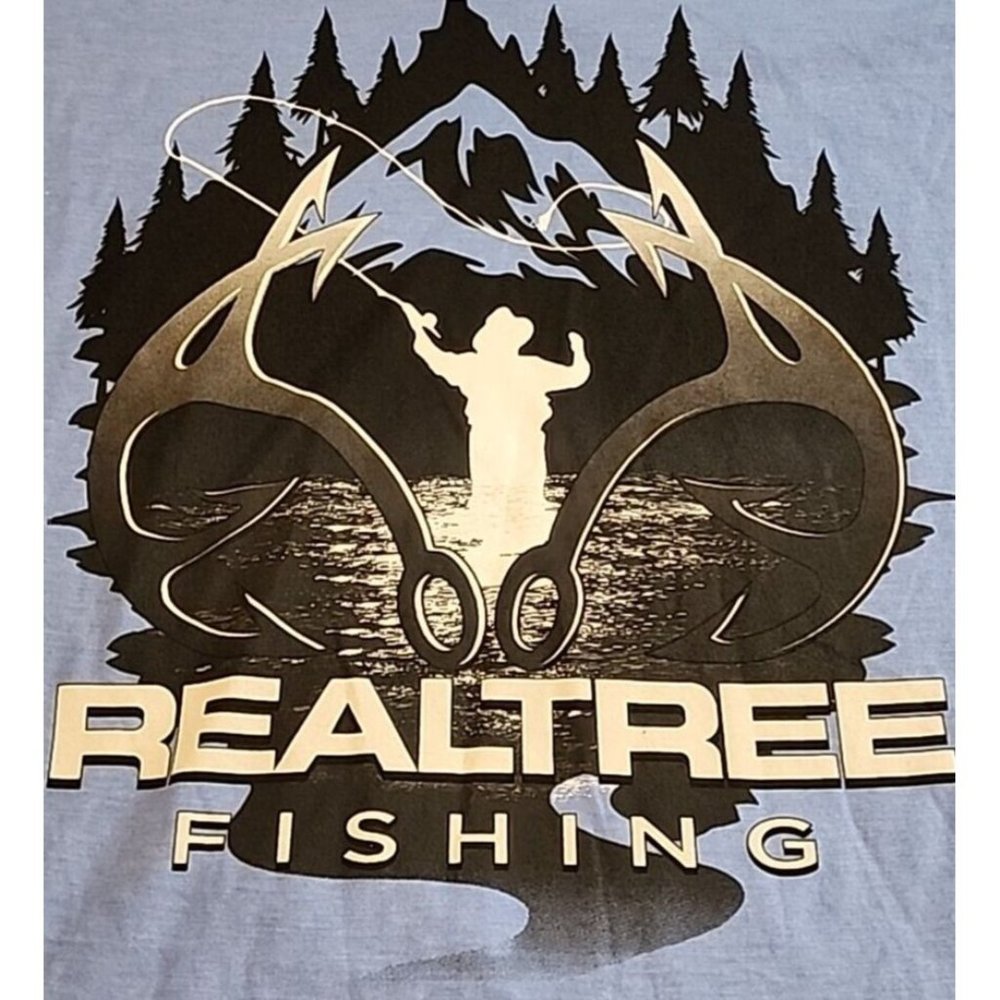 NWT Realtree Fishing Shirt Men's 2XL Antler Like Hooks Outdoors Comfort Blue